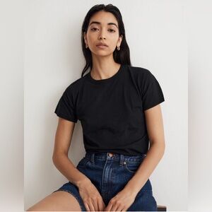 Madewell Black Tee Cotton Crewneck Basic Neutral XS Extra Small Double Shirt Top